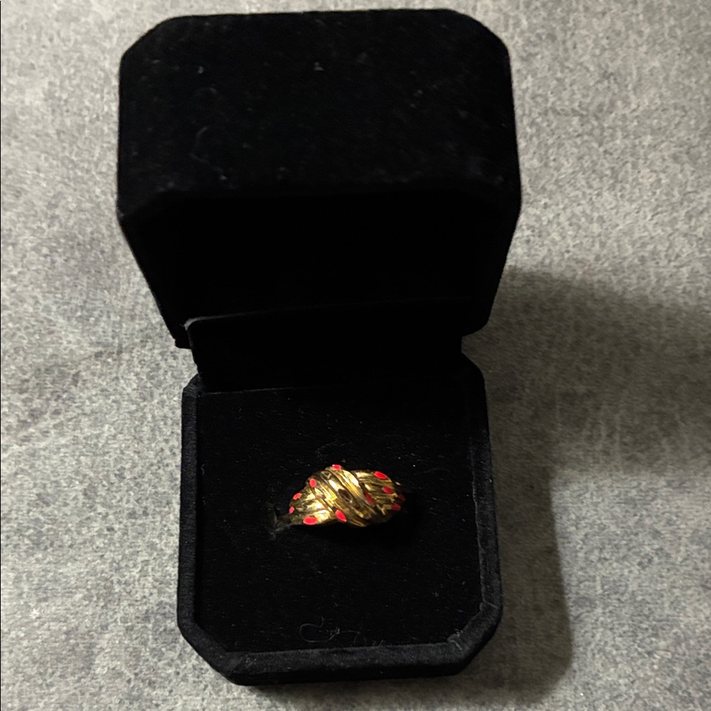 Gold Tone Red Accent Dome Ring - Women's Fashion Jewelry